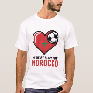 Moroccan Flag Football Passion Design T-Shirt