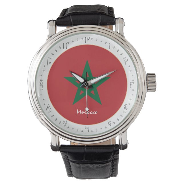 Moroccan Flag & Morocco fashion, Arabic No /design Watch (Front)
