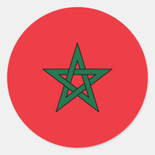 Moroccan Flag Red Green Star Classic Round Sticker