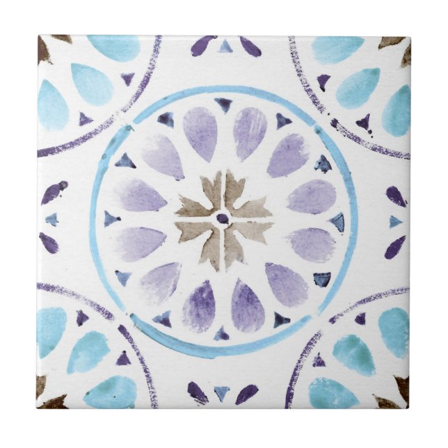 Moroccan Floral Pattern Ceramic Tile (Front)