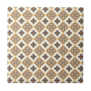 Moroccan Floral Tile Pattern Apricot Mauve