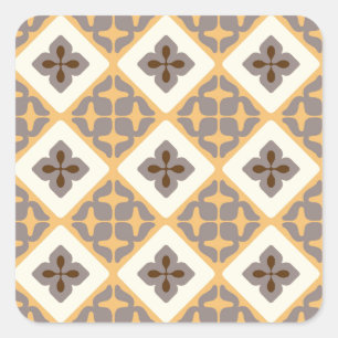 Moroccan Floral Tile Pattern Apricot Mauve Square Sticker