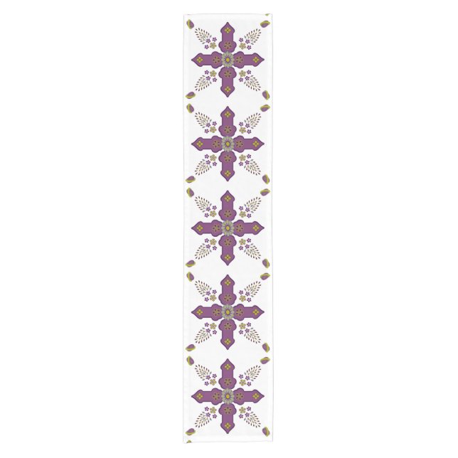 Moroccan Flower Spring Arabesque Cross Tablerunner Short Table Runner (Front)