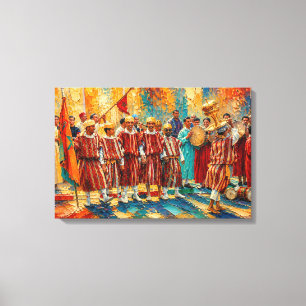 Moroccan Folk Musicians Oil Painting Canvas Print