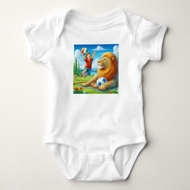 Moroccan Football Baby Bodysuit.Lion Pride Design Baby Bodysuit (Front)