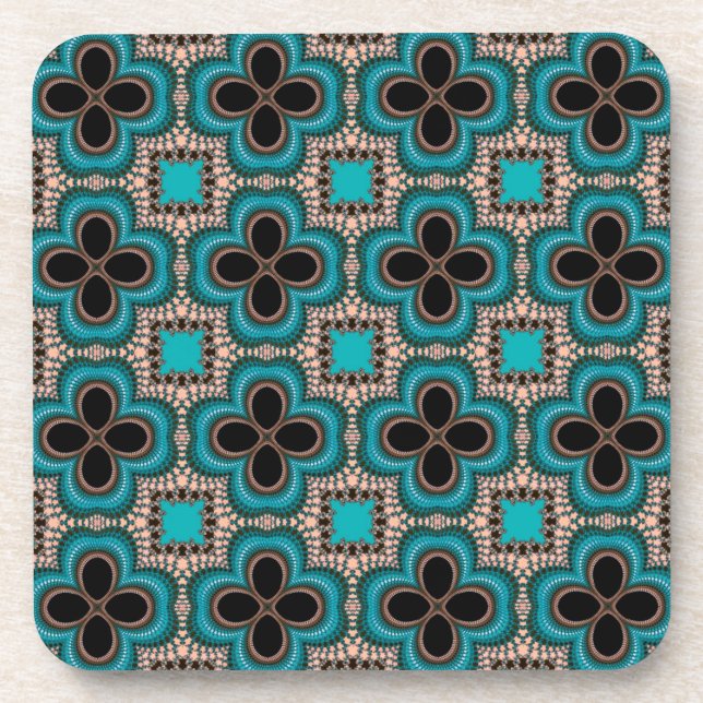 Moroccan Geometric Floral coaster set (Front)