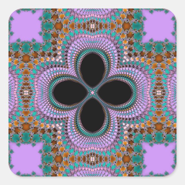 Moroccan Geometric Floral Pattern Square Sticker (Front)