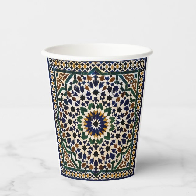 Moroccan Geometric Mosaic Pattern Ceramic Coffee M Paper Cups (Front)