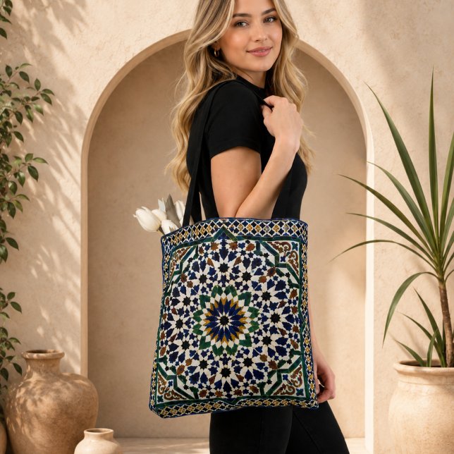 Moroccan Geometric Pattern Ceramic Storage Jar | I Tote Bag (Creator Uploaded)