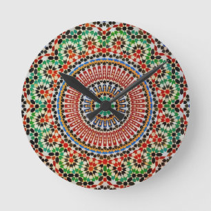 Moroccan Geometric Pattern Round Clock