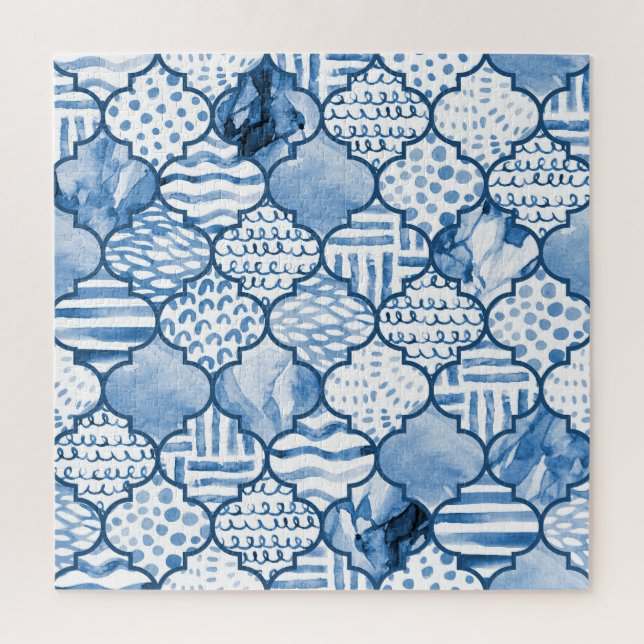 Moroccan geometric, watercolor seamless pattern. jigsaw puzzle (Vertical)