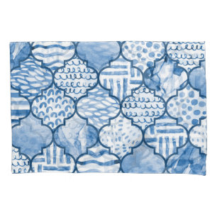 Moroccan geometric, watercolor seamless pattern. pillowcase