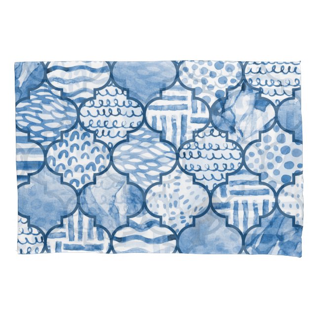 Moroccan geometric, watercolor seamless pattern. pillowcase (Front)