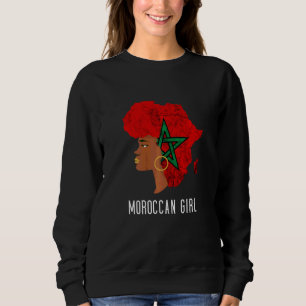 Moroccan Girl Moroccan Flag Hair Moroccan Roots Mo Sweatshirt