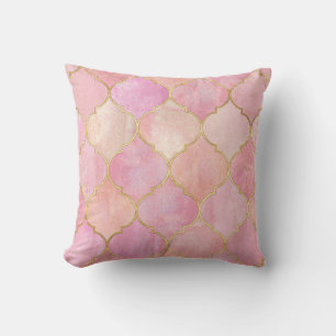 Moroccan Gold Line: Pink Watercolor Cushion
