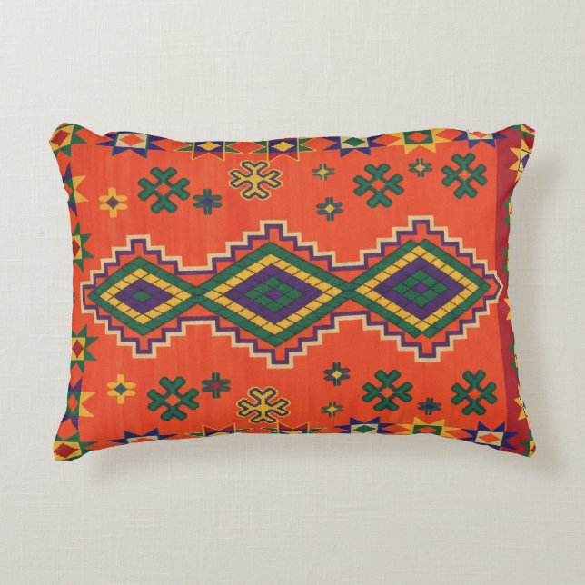 Moroccan Harmony in Orange Decorative Cushion (Front)