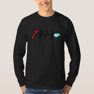 Moroccan Honduras Flag Morocco Honduran Heartbeat T-Shirt