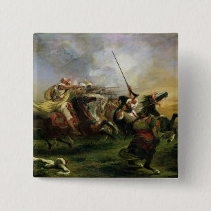 Moroccan horsemen in military action, 1832 15 cm square badge