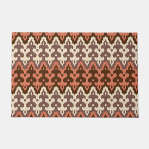 Moroccan Ikat Damask, Brown, Cream Taupe & Rust Doormat