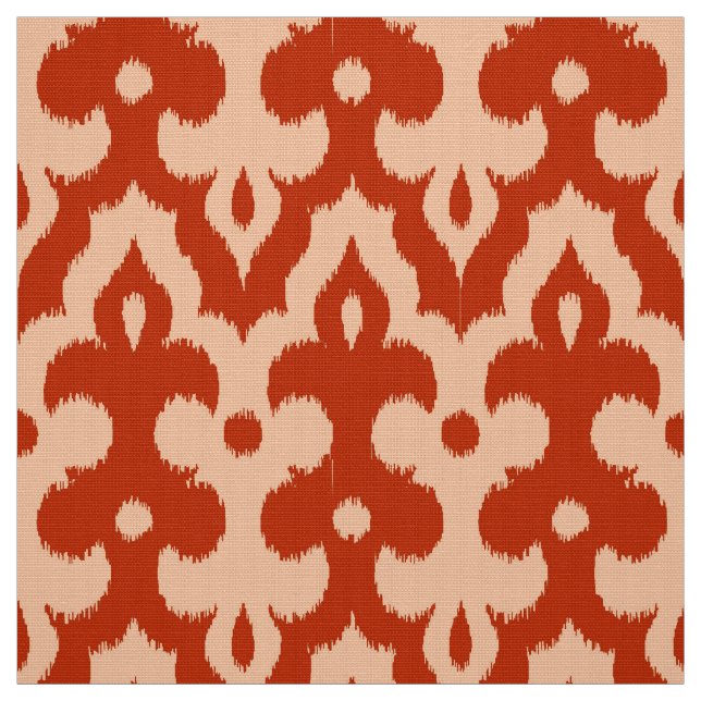 Moroccan Ikat Damask Pattern, Mandarin Orange Fabric (Swatch)