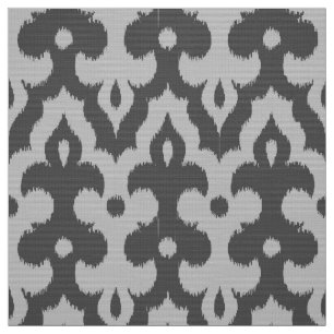 Moroccan Ikat Damask Pattern, Shades of Grey Fabric