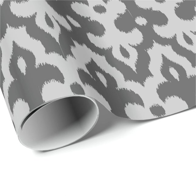 Moroccan Ikat Damask Pattern, Shades of Grey Wrapping Paper (Roll Corner)