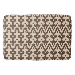 Moroccan Ikat Damask Pattern, Taupe and Beige Bath Mat