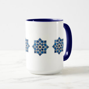 Moroccan Islamic Geometric Star Pattern Watercolor Mug