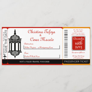 Moroccan Lantern Boarding Pass Wedding Invitation