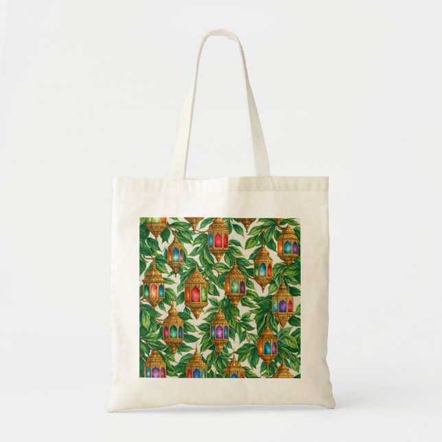Moroccan Lantern Botanical Tote Bag (Front)