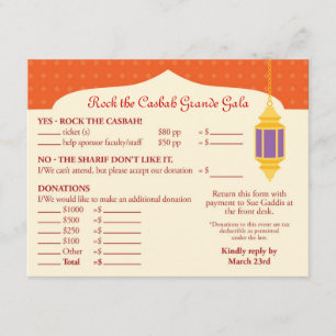Moroccan Lantern Fundraiser Gala RSVP Card