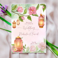 Moroccan lanterns pink flowers Islamic wedding