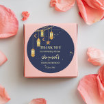 Moroccan lanterns starry night personalised Mehndi Classic Round Sticker<br><div class="desc">Moroccan lanterns starry night personalised Mehndi thank you favour stickers.</div>