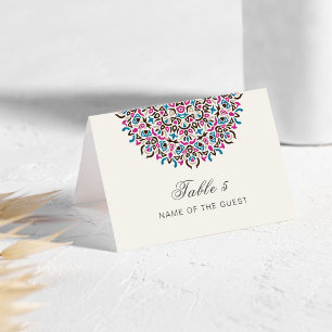 Moroccan Lattice Geo Mandala Wedding Place Card