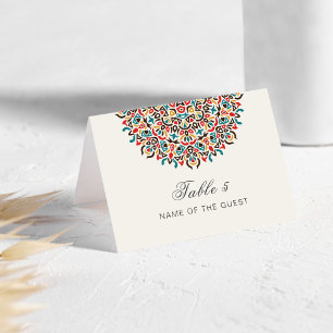 Moroccan Lattice Geo Mandala Wedding Place Card