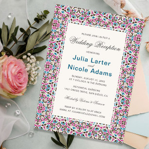 Moroccan Lattice Geo Mandala Wedding Reception Invitation