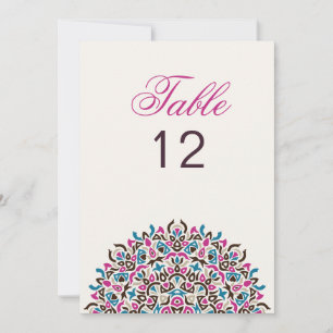 Moroccan Lattice Geo Mandala Wedding Table Number