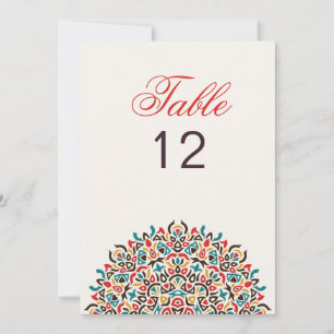 Moroccan Lattice Geo Mandala Wedding Table Number