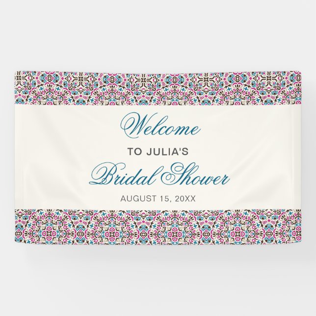 Moroccan Lattice Geometric Mandala Wedding Banner (Horizontal)