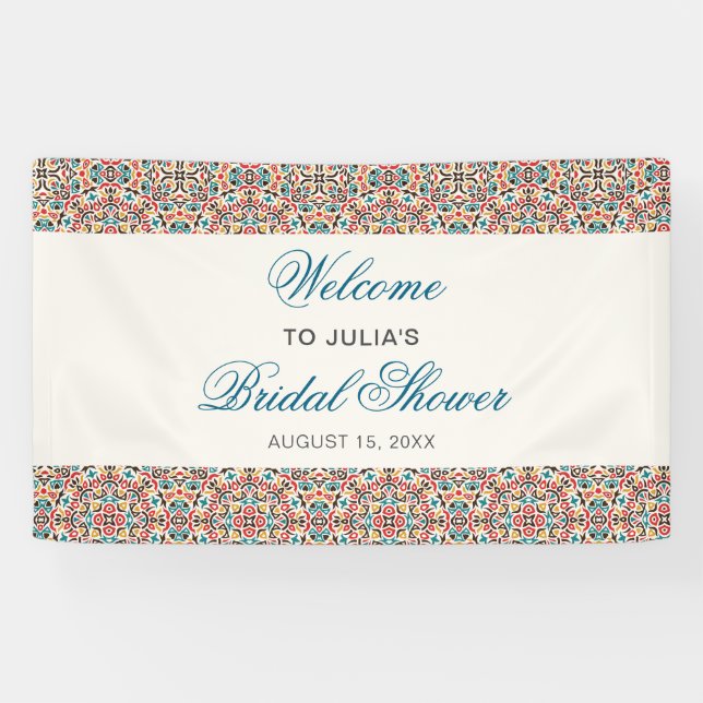 Moroccan Lattice Geometric Mandala Wedding Banner (Horizontal)