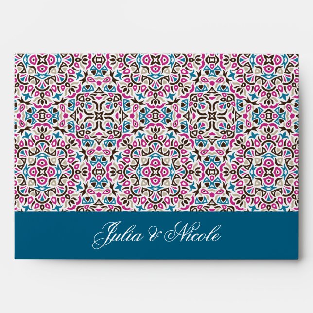Moroccan Lattice Geometric Mandala Wedding Envelope (Front)