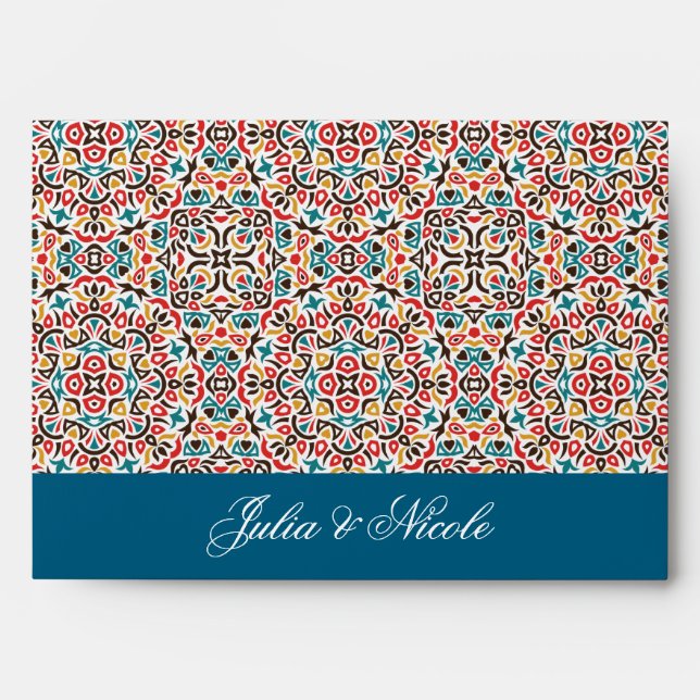 Moroccan Lattice Geometric Mandala Wedding Envelope (Front)