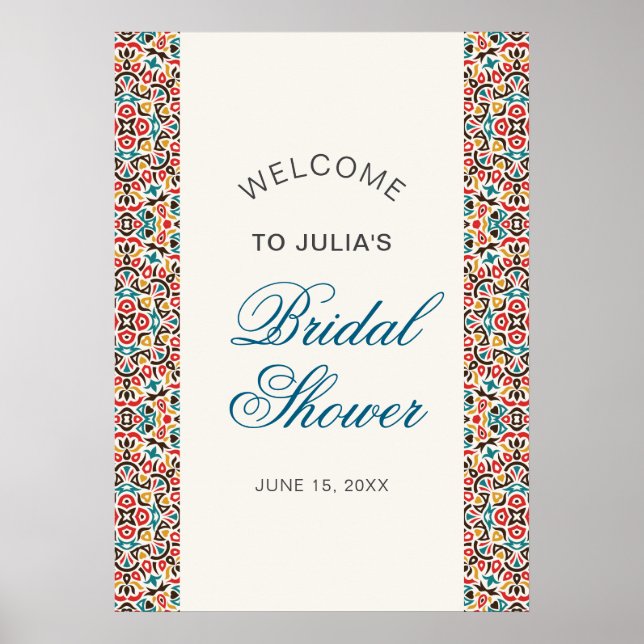 Moroccan Lattice Geometric Mandala Wedding Poster (Front)