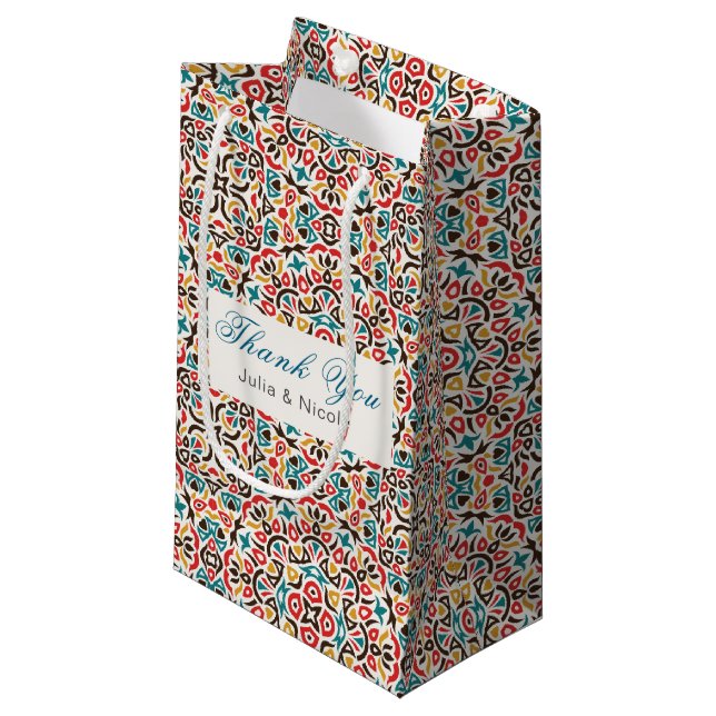  Moroccan Lattice Geometric Mandala Wedding Small Gift Bag (Front Angled)