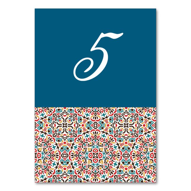 Moroccan Lattice Geometric Mandala Wedding Table Number (Front)