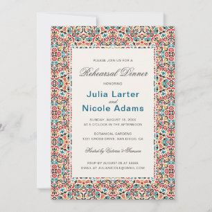 Moroccan Lattice Geometry Mandala Rehearsal Dinner Invitation