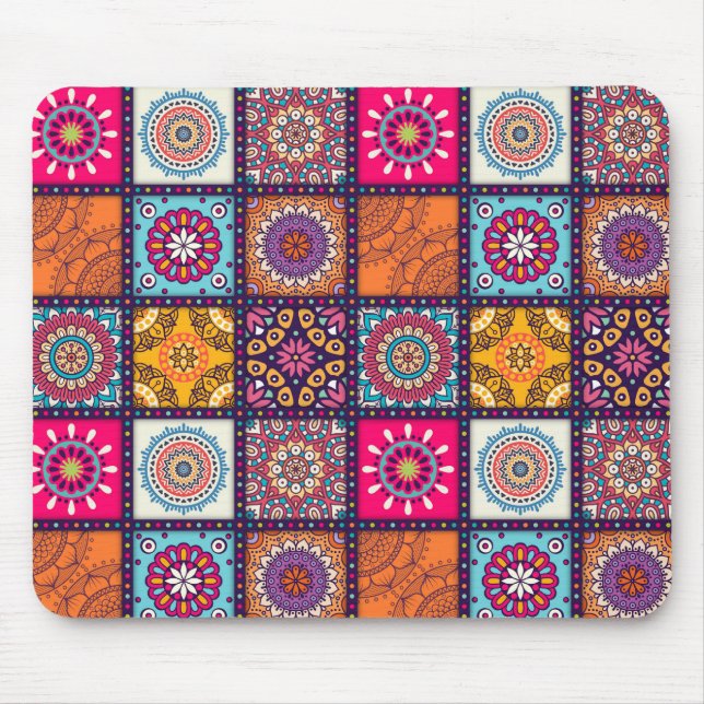 Moroccan mandala colourful ethnic mouse pad (Front)