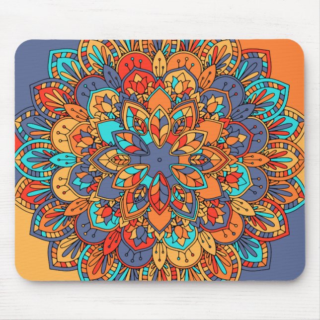 Moroccan mandala colourful ethnic mouse pad (Front)