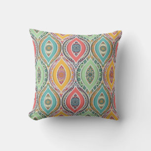 Moroccan mandala colourful ethnic pattern cushion