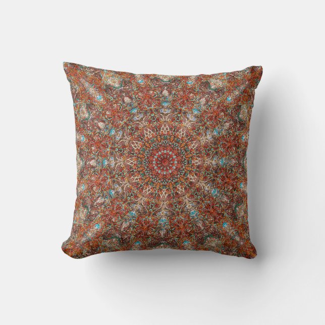 Moroccan mandala pattern in terracotta tones cushion (Front)